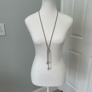 Chico’s Silver and Pave Crystal Lariat Necklace